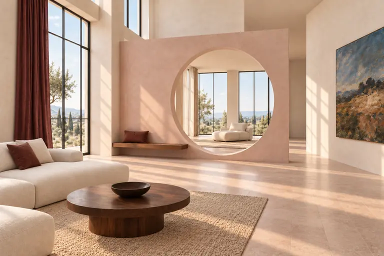 Rose & clay treatment of the light-screen living room